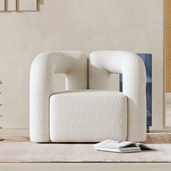 Italian Light Luxury White Lamb Velvet Lounge Chair
