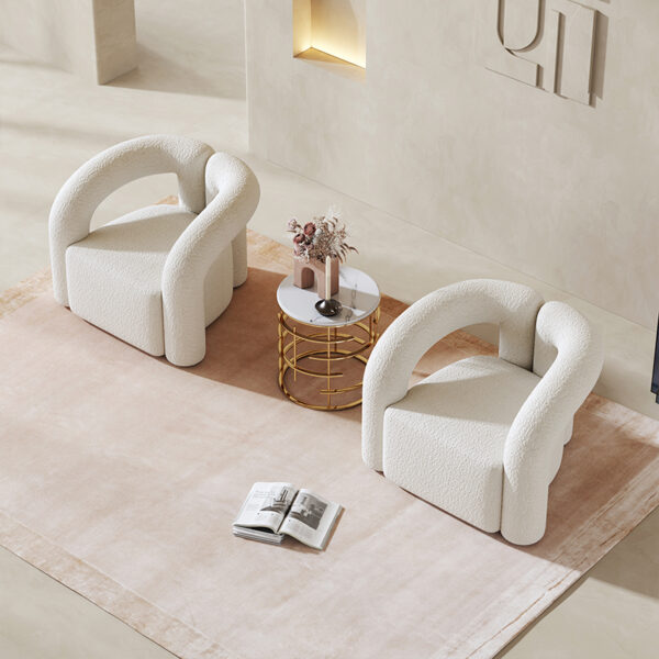 Italian Light Luxury White Lamb Velvet Lounge Chair
