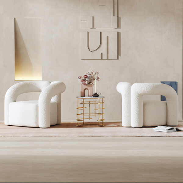 Italian Light Luxury White Lamb Velvet Lounge Chair