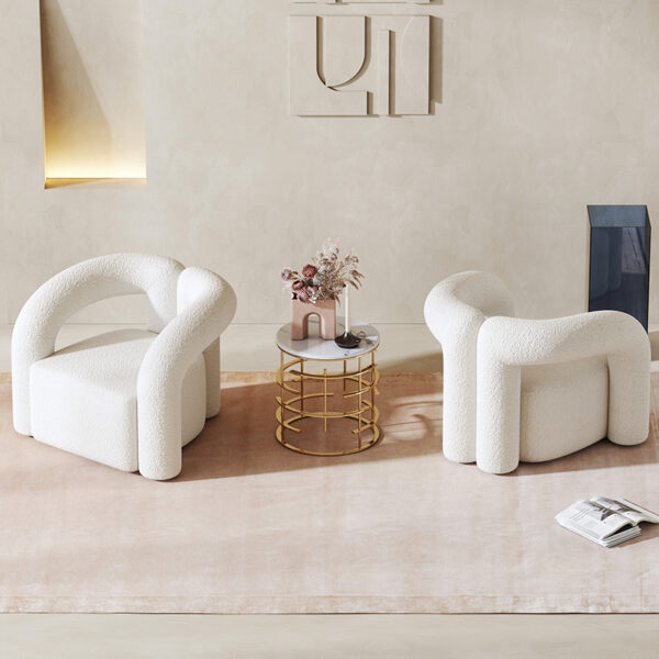 Italian Light Luxury White Lamb Velvet Lounge Chair