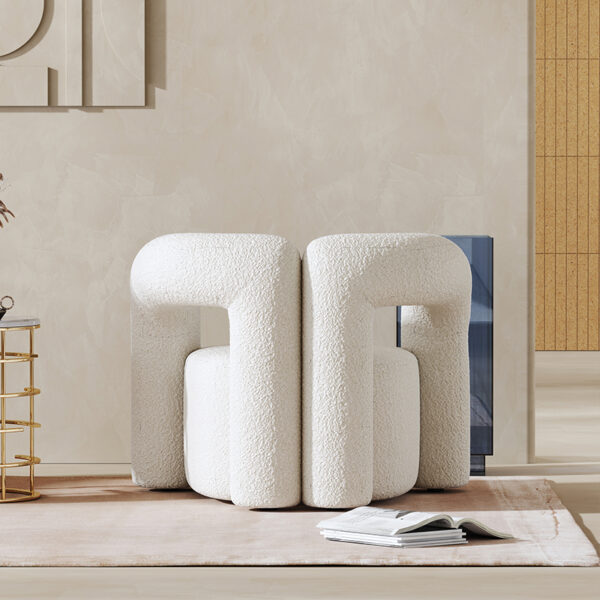 Italian Light Luxury White Lamb Velvet Lounge Chair
