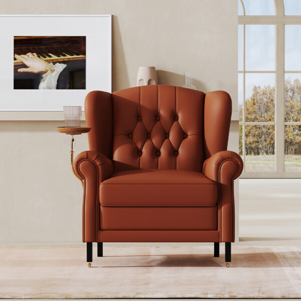 Living Room Buckle Leather Single Sofa Lounge Chair
