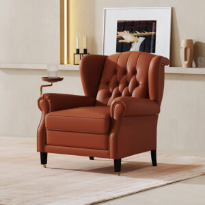 Living Room Buckle Leather Single Sofa Lounge Chair
