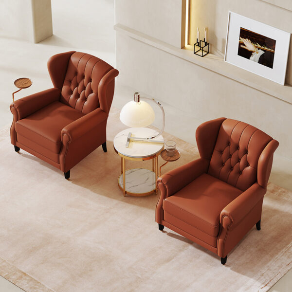 Living Room Buckle Leather Single Sofa Lounge Chair