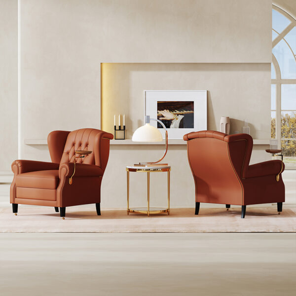Living Room Buckle Leather Single Sofa Lounge Chair