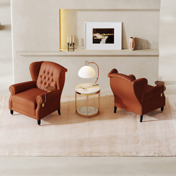 Living Room Buckle Leather Single Sofa Lounge Chair