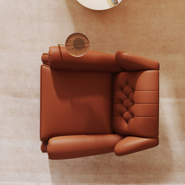Living Room Buckle Leather Single Sofa Lounge Chair
