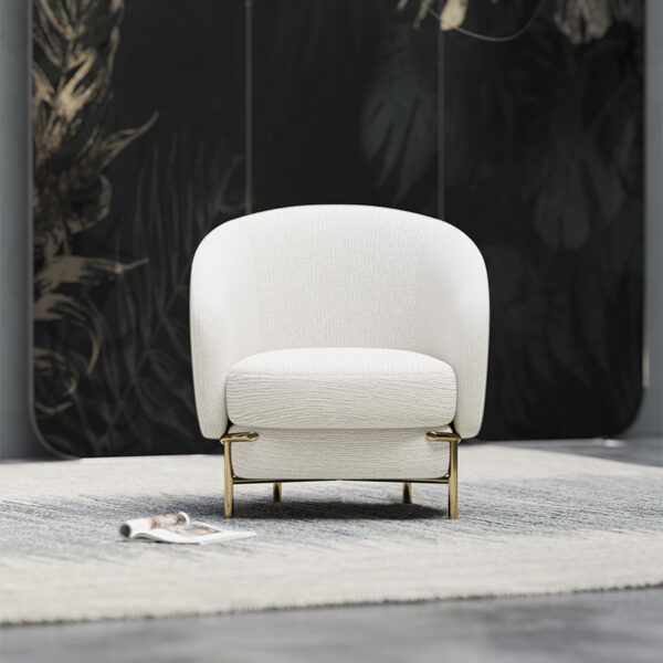 Modern light luxury round arc solid wood leisure chair sofa