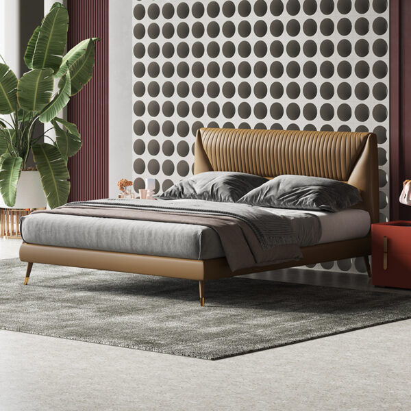 American light luxury leather grab fold technology double bed