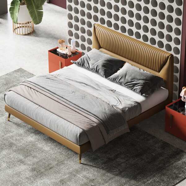 American light luxury leather grab fold technology double bed