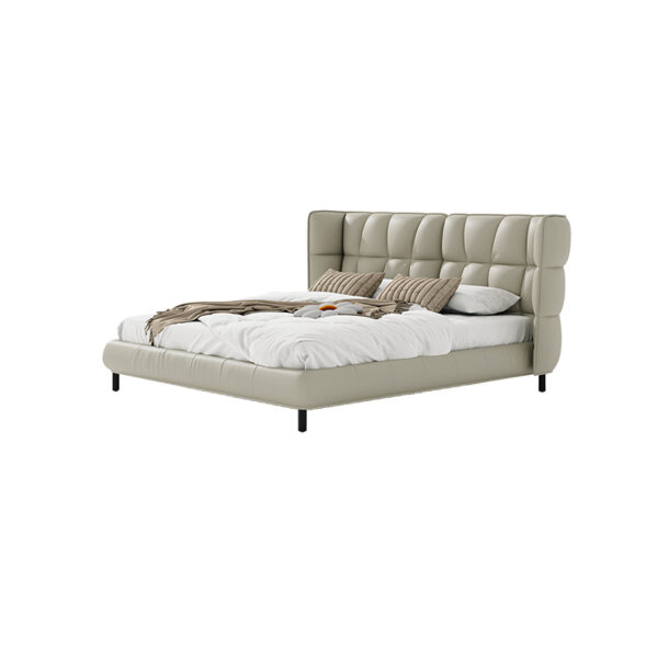 Italian minimalist leather bed modern simple master bedroom
