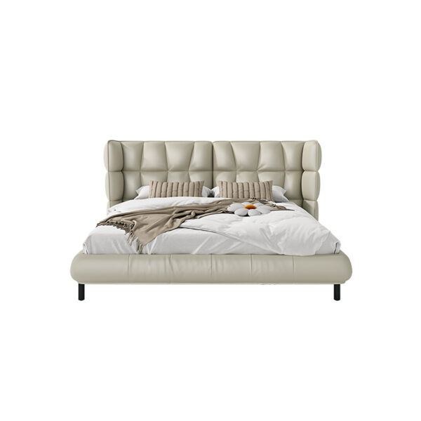 Italian minimalist leather bed modern simple master bedroom