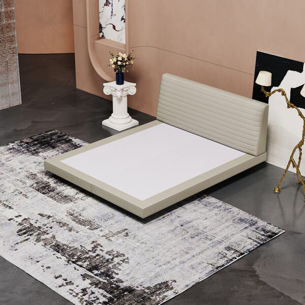 Modern simple white leather home double bed