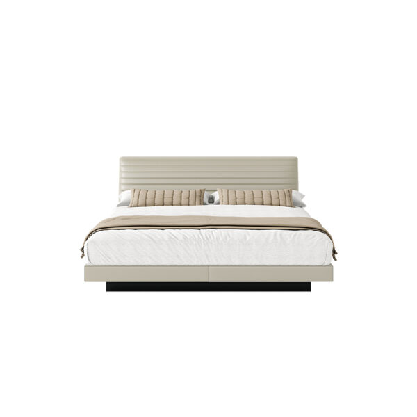 Modern simple white leather home double bed