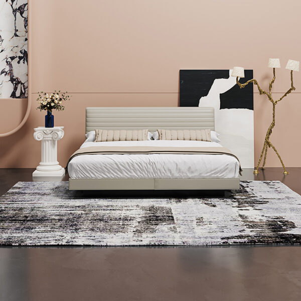 Modern simple white leather home double bed