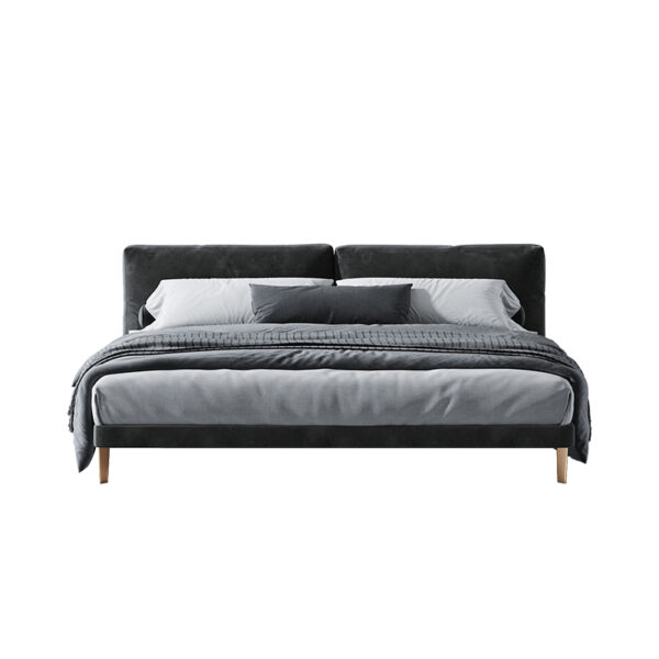 Modern simple fabric velvet black queen bed