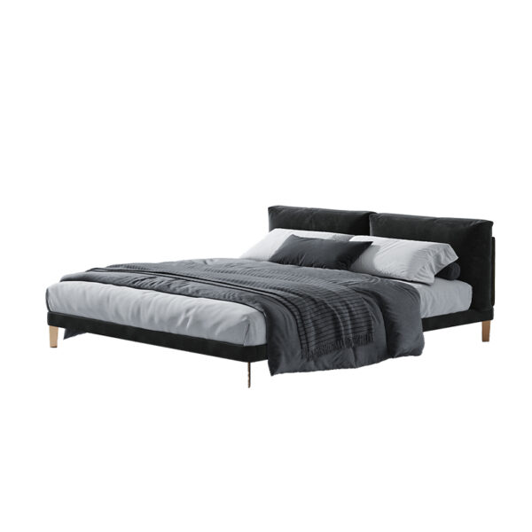 Modern simple fabric velvet black queen bed