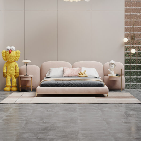 Italian light luxury fabric master bedroom double bed