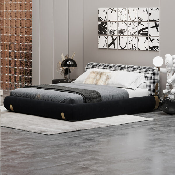American light luxury black high-grade double king bed