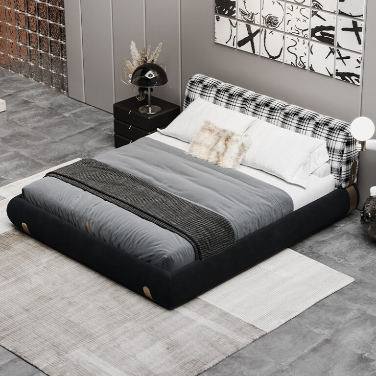 American light luxury black highgrade double king bed QD casa