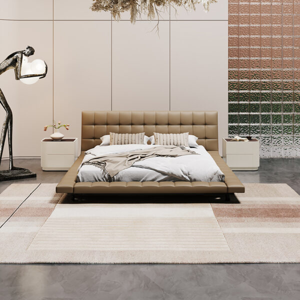 Light luxury full leather high quality comfortable double bed