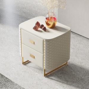 Light Luxury Leather Art Italian Nightstand Bedroom Minimalist