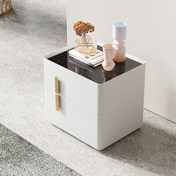 Modern simple bedroom white nightstand
