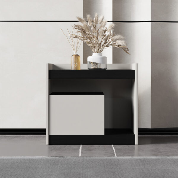 Modern simple nightstand with light luxury black and white