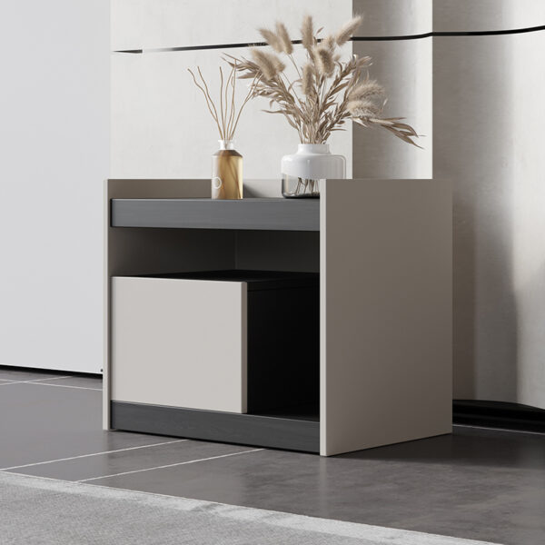 Modern simple nightstand with light luxury black and white
