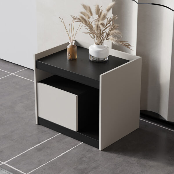 Modern simple nightstand with light luxury black and white