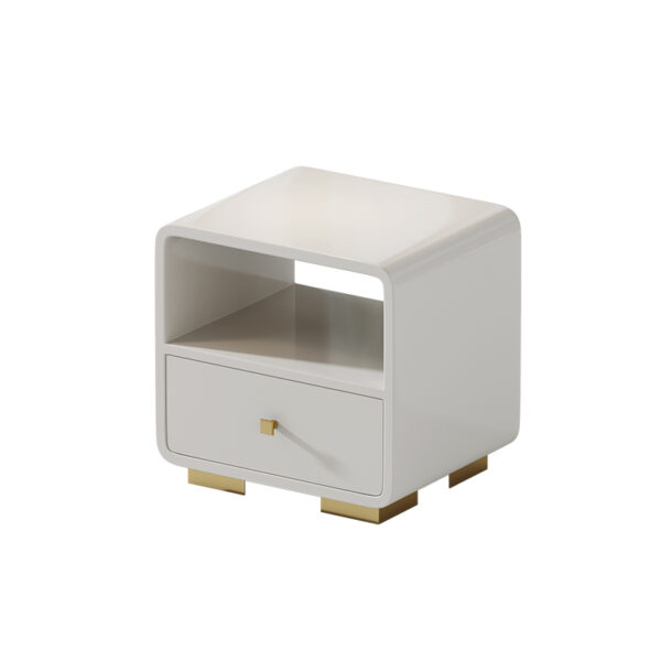 Modern simple white with gold hardware bedside table