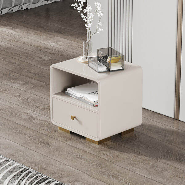 Modern simple white with gold hardware bedside table