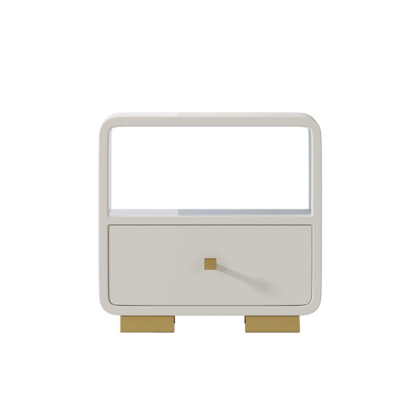 Modern simple white with gold hardware bedside table