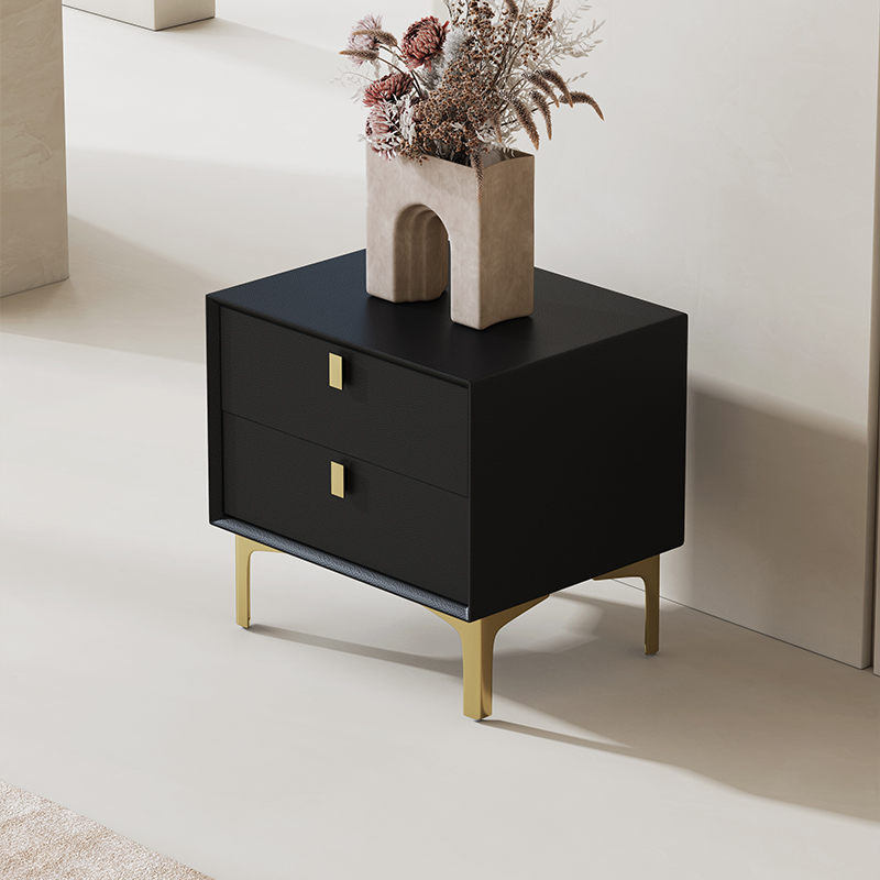 Pure solid wood black gold color superior sense bedside table