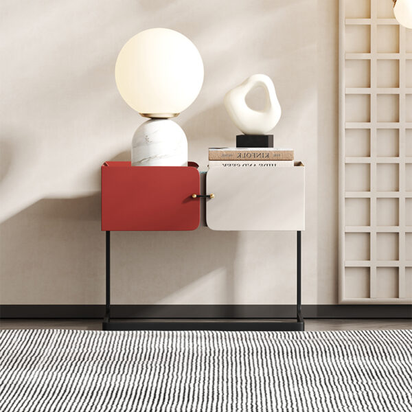 Italian light luxury color Mosaic rock panel bedside table