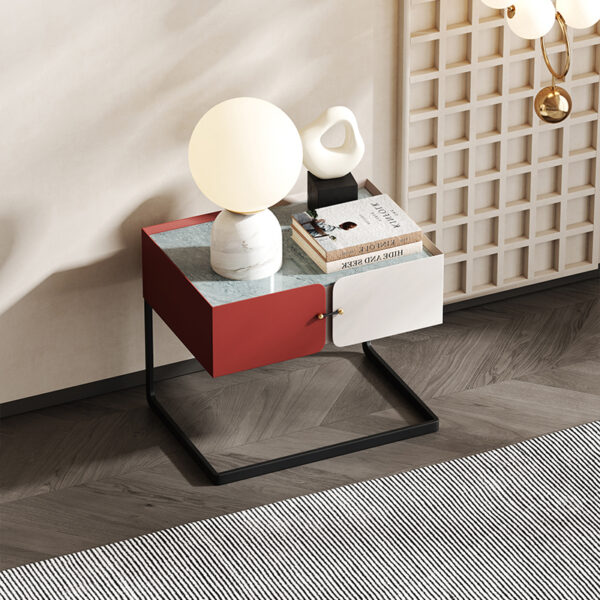Italian light luxury color Mosaic rock panel bedside table