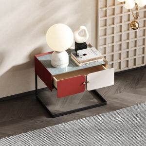 Italian Light Luxury Color Mosaic Rock Panel Bedside Table