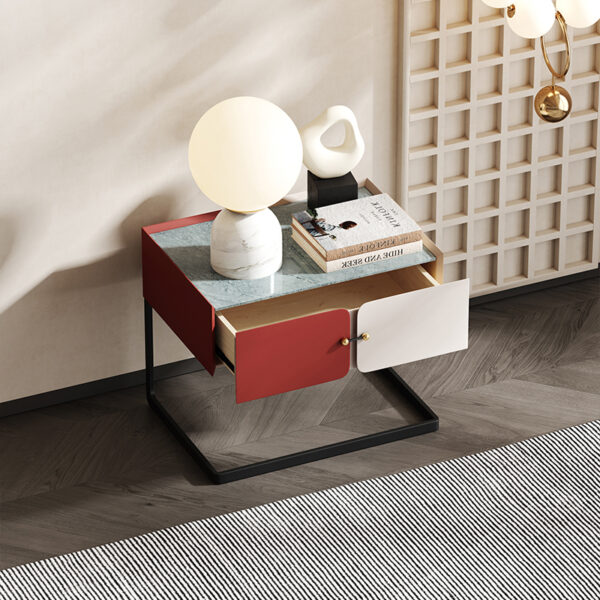 Italian light luxury color Mosaic rock panel bedside table