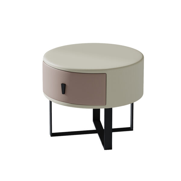 Minimalist round solid wood bedside table modern