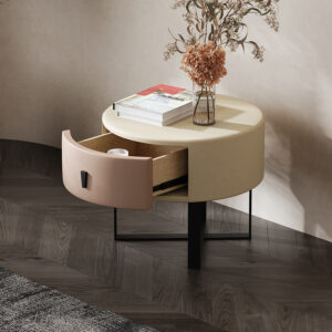 Minimalist Round Solid Wood Bedside Table Modern
