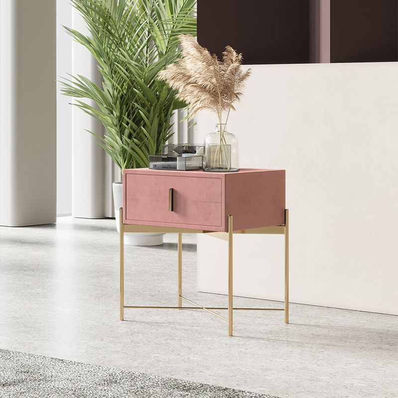 Nordic Light Luxury Bedside Table Iron Art Storage Cabinet