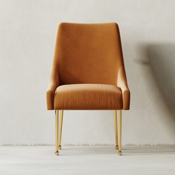 Modern simple suede light luxury orange home dining chair
