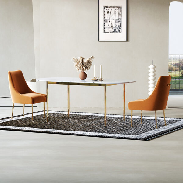 Modern simple suede light luxury orange home dining chair
