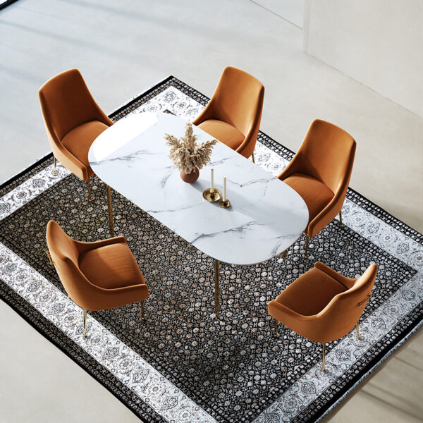 Modern simple suede light luxury orange home dining chair