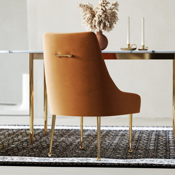 Modern simple suede light luxury orange home dining chair