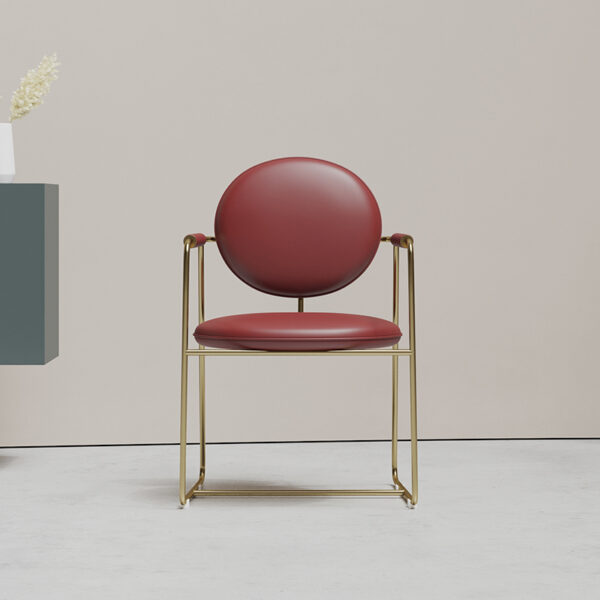 Italian light luxury art dining chair modern leather