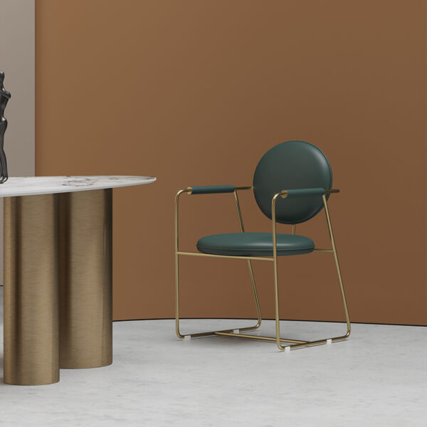 Italian light luxury art dining chair modern leather