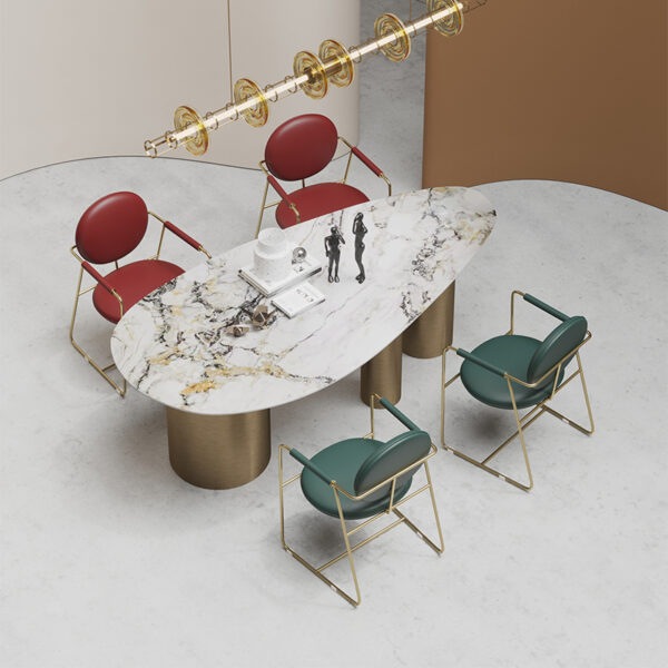 Italian light luxury art dining chair modern leather