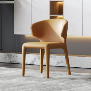 Light Luxury Modern Simple Italian Leather Art Back Dining Chair