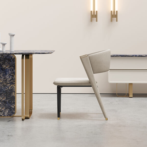 Italian light luxury solid wood dining chair modern simple